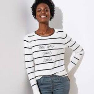 LOFT Jetsetter sweater with cities L